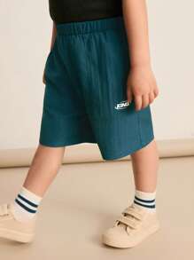 Boys Casual Everyday Versatile Comfortable Letter Print Loose Woven Shorts, Suitable For Commute, School, Casual, Travel, Sports, Spring/Summer/Fall/Winter