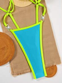 Swim SXY Beach Summer Outfits For Women, One-Piece Sexy Bikini Swimsuit With Shoulder Straps And Thong Bottom, European & American Style