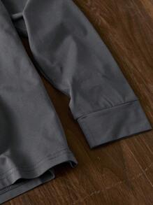 Manfinity VCAY Herr T-shirt med långärmad bokstavstryck, höst - Grå - Visa 4