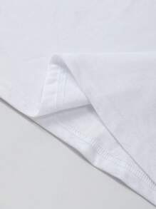 INAWLY 水钻眼睛图案休闲百搭圆领短袖T恤，夏季 - 白色 - 查看 5