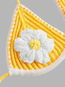 ROMWE Fairycore Y2K Style Crochet Women Summer Beach Holiday Knit Suit - White - View 3