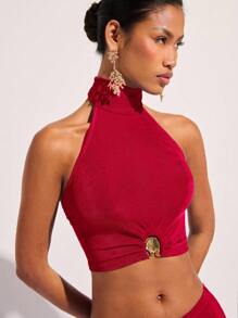 COSMINA Women's Elegant Metal Decor Blouse, Suitable For Spring/Summer