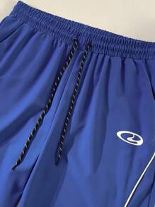 Manfinity Sport Corelite Quần thể thao thường ngày in họa tiết phong cách cổ điển tiện dụng. - Màu xanh lam - Xem 4