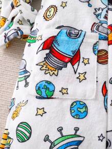 Ropa de estar en casa con un patrón lindo y divertido para niño pequeño, adorable y cómoda - Blanco - Ver 5