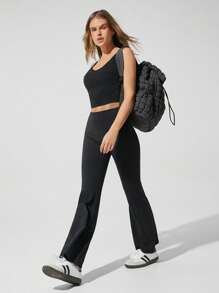 GLOWMODE FeatherFit™ Corset Crush 心形领口可拆卸罩杯束身衣款式运动背心低冲击瑜伽普拉提 Barre Studio 日常休闲装 - 黑色 - 查看 7