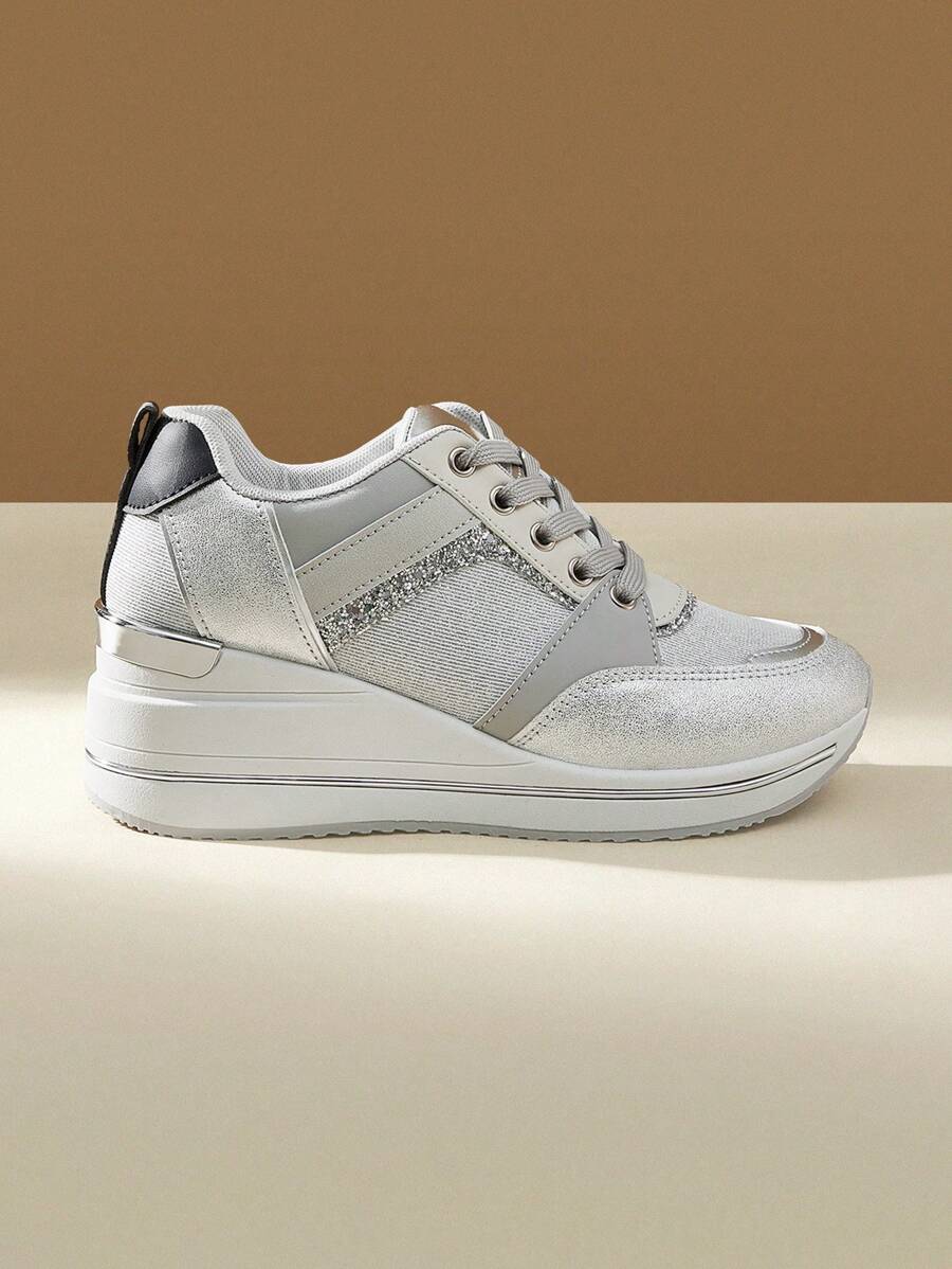 CUCCOO EASI 女士新款秋季低帮滑板运动鞋，百搭运动休闲白色硫化鞋 - 淺灰色 - 查看 1