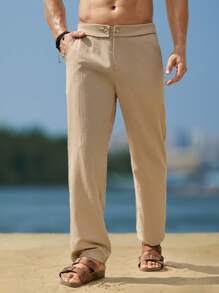 Manfinity Homme Pantaloni casual da uomo a gamba affusolata di colore unito