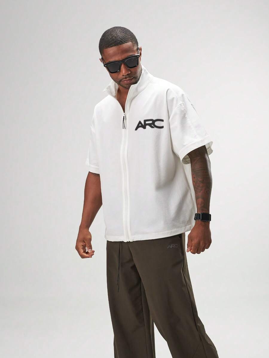 ARC Activewear Full Zip Sweater Jacket Performance Top Gym Workout Long Sleeve Track Suit - White - View 1