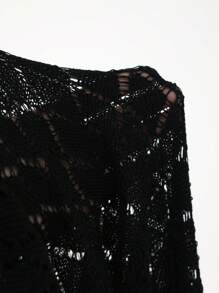 Swim Mod Plus Size Hand-Crocheted Fashionable Beach Dress For Summer Beach Vacation - Black - View 7