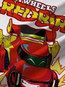 Batwheels X SHEIN 男童休闲卡通字母图案短袖T恤，夏季