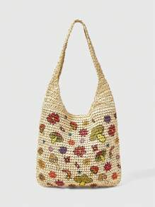 ROMWE Fairycore Women Mushroom Design Crossbody Shoulder Bag For Daily Use - Beige - View 1