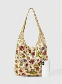 ROMWE Fairycore Women Mushroom Design Crossbody Shoulder Bag For Daily Use - Beige - View 4