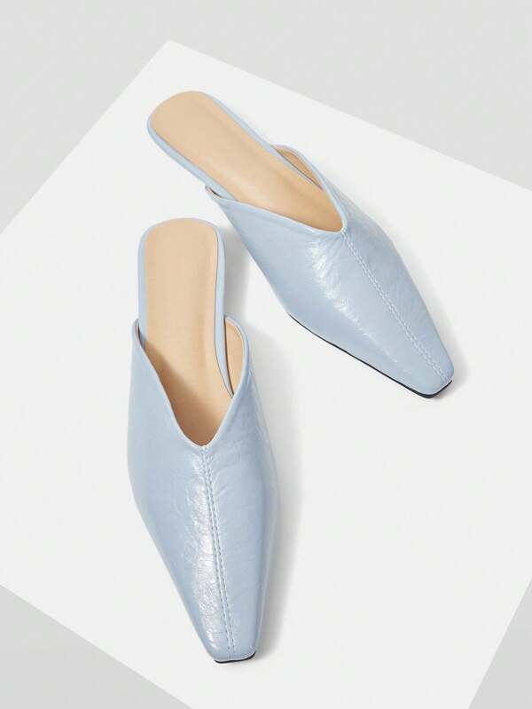 Mnmlis Women Fashion Blue Square Toe High Heel Pumps