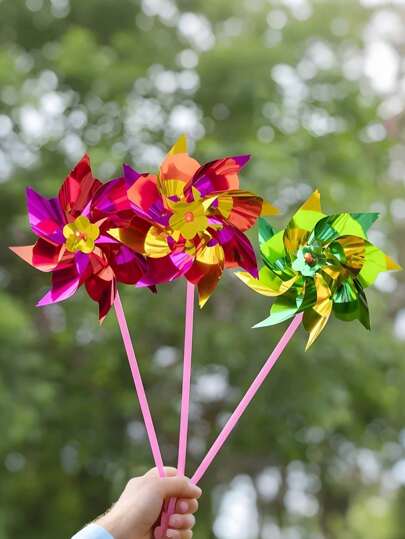 Set de mini molinetes de arcoíris con purpurina - Coloridos, resistentes al agua y protección solar, adecuados para decoraciones de jardín y regalos de fiesta (requiere montaje DIY), para uso en exteriores, protección solar, regalos pequeños