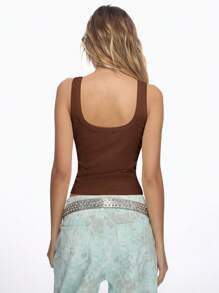 MISSGUIDED Top con detalles de cristal y strass, de escote de pico, sin mangas, de punto acanalado para verano, fiestas y festivales