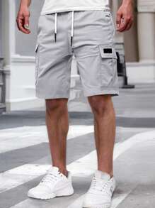 Manfinity Homme Quần short Cargo màu trơn có dây rút cạp chun cho nam Quần short Cargo nam Quần short màu xám dành cho nam Quần short thường ngày cho nam Quần short dạo phố cho nam Quần short Cargo màu xám cho nam. Một món quà tuyệt vời cho bạn trai hoặc chồng. - Màu Xám nhạt - Xem 5