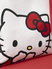 HELLO KITTY AND FRIENDS | SHEIN 1pc Of Cute Red Cartoon Pattern Canvas Tote Bag, Suitable For Students, Women, Suitable For Commuting, School, Outings, Travel, Shopping, Light, Easy To Carry, Can Hold A Computer, Kitty - White - View 7