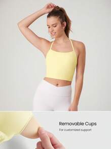 GLOWMODE FeatherFit™ T 领工字背心 轻度支撑 低冲击 瑜伽工作室 - French Vanilla - 查看 2