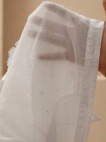 Anewsta Women's Luxurious French Lace Trim Beaded Short Sleeve Bow Tied Blouse Shirt - White - View 7