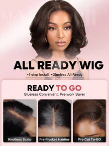 ALL READY WIG Layered Cut Melting Lace 4x4 Glueless Lace Closure Wig 100% Human Hair Chocolate Brown 4# Bouncy Wave 180% Density Wig Vacation Outfits Travel Festival Prom Outdoor Cosplay Campus School Beach Wedding Camping Holiday Outfits Summer Outfits Vacay Vibes Charm Elegant Casual Y2k Fashion Styles Ss25 Keywords - S4 - View 5