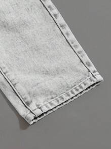 SHEIN Baby Jungen Baby Mädchen Neue Mode Lässig Bequem Weich Süß Modisch Stonewashed Locker Sitzende Baggy Hellgraue Jeans, Lässig und Vielseitig für Baby Kleidung Jungen Kostüm Alltags Tragen Baby Vier Jahreszeiten Kleidung Baby Jungen