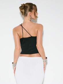 KIZN Structured Halter Corset Tank Crop Top Holiday Party Club Night Out Fashion Wire Boned Silhouette Evening Wear - Black - View 2