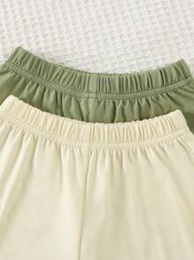 SHEIN Genkimix Kids 2025新款夏季2件套新生儿宝宝POLO衫短袖时尚婴儿服装翻领T恤4件套男宝宝夏季套装男宝宝套装男宝宝夏季套装男宝宝服装婴儿休闲套装