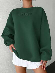 Cottnline Sudadera holgada informal con impresión de letra para mujer