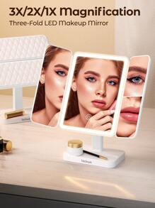 Teckwe Espejo de maquillaje multifuncional con luz, para uso doméstico de escritorio