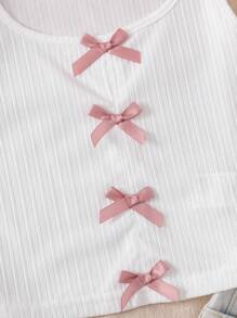 SHEIN Top de tirantes informal con decoración de lazo para niñas preadolescentes