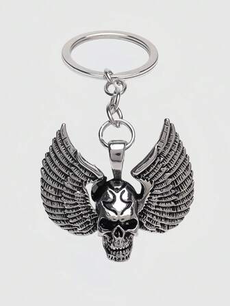 Goth Llavero colgante con diseño de ala de esqueleto, accesorio de encanto de diseño oscuro y nicho vintage punk para bolsos
