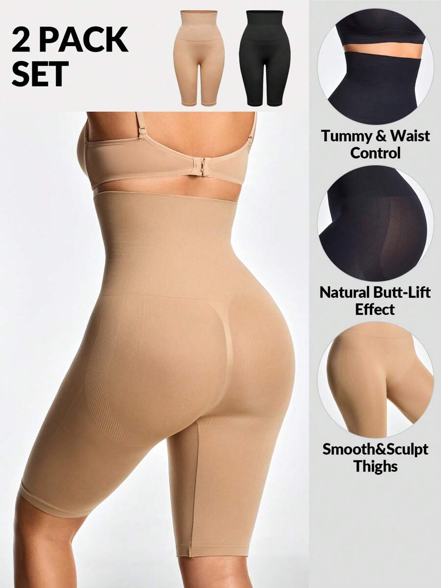 SHAPORA 2pcs High Waist Slimming Shaping Bike Shorts Set