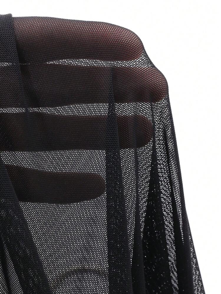 High Neck Mesh Top Sheer Long Sleeve Women Tops,Fall Women Clothes