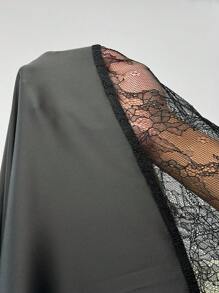 Solflare Plus Size Elegant Sexy Solid Color Lace Patchwork Dress