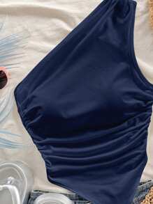 Soleia Navy Blue Asymmetric Hem Shoulder-Baring Vacation Top For Women, Suitable For Summer Suitable For Going Out - Multicolor - View 8