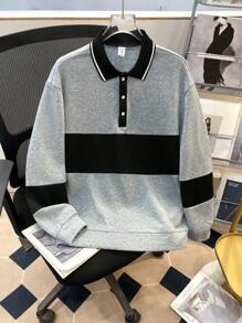 SHEIN Teens Boys Casual Comfortable Versatile Loose Contrast Color Polo Shirt