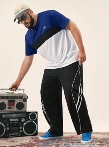 Manfinity VCAY Plus Size Men's Casual Loose Woven Long Pants - Black - View 5