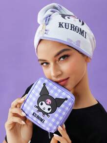 HELLO KITTY AND FRIENDS | SHEIN 1 cái/1 bộ Túi đựng đồ bằng sợi Polyester họa tiết hoạt hình, có thể dùng làm túi đựng đồ vệ sinh phụ nữ, túi đựng đồ kỹ thuật số, túi đựng đồ nhỏ, - Màu tím hoa cà - Xem 3