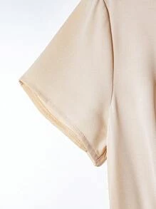 Franclia 优雅高端精致长裙，腰部收紧设计，奢华杏色，适合女性，夏季 - 杏色 - 查看 3