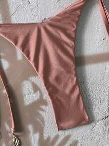 Swim Vcay Bộ đồ bơi bikini 2 mảnh gợi cảm màu trơn cho kỳ nghỉ xuân dành cho nữ - màu nâu - Xem 4