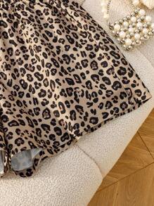 Lalippa Plus Size Women Leopard Print Elastic Waist Casual Versatile Shorts