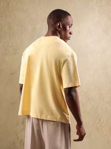 SUMWON Vacation Club Studios T恤 刺绣Logo 休闲街头风 夏季纯棉舒适日常基础款 休闲时尚 纯色 - 黃色 - 查看 2