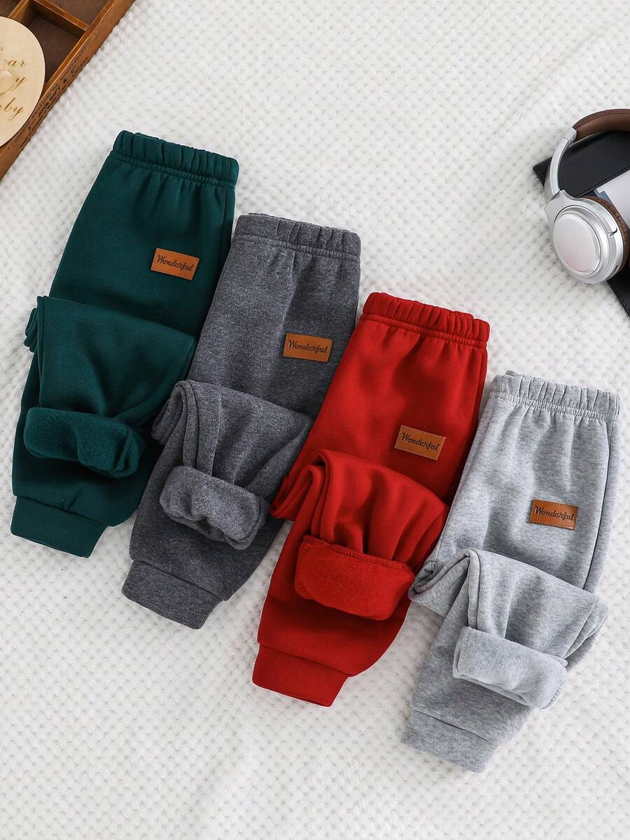 SHEIN Bộ 4 món quần dày mềm mại thoải mái cho bé trai đi học, thời trang đơn giản, thiết thực, phù hợp với mọi phong cách, trang trí Zhangzai, thích hợp cho gia đình, tiệc sinh nhật, phù hợp cho cuộc sống hàng ngày, phù hợp cho trường học, phù hợp cho du lịch, phù hợp cho thể thao, phù hợp cho mùa thu đông - Nhiều màu - Xem 1