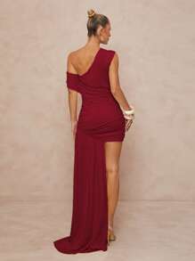 Lumalex Sleeveless V-Neck Ruched Waist Slit Hem Mini Dress For Women