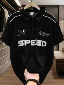 Áo thun polo 1 mảnh phong cách nghệ thuật, thể thao thường ngày cho bé trai tuổi teen, phiên bản rộng rãi, có dây ống cửa và trang trí chương, ve áo phù hợp cho ngày tựu trường, thích hợp cho tiệc sinh nhật, tiệc tối, biểu diễn, đám cưới, lễ rửa tội, lễ khai giảng, hàng ngày, thích hợp sử dụng hàng ngày, thích hợp cho trường học, thích hợp cho du lịch, thích hợp cho thể thao, thích hợp cho mùa xuân và mùa hè - màu đen - Xem 3