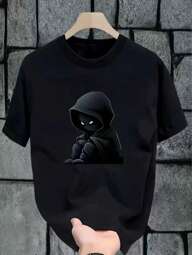 Glimmora Dark Souls Graphic Print Short Sleeve Casual Crew Neck T-Shirt For Men, Spring/Summer