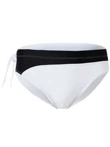 ZELFYO Bañadores de triángulo con nudos y color contrastante para hombres, adecuados para la playa en verano - Blanco y Negro - Ver 1