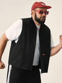 Manfinity VCAY Men's Plus Size Casual Black Knit Vest, For Autumn And Winter, Fashion Going Out Flannel Vest, For Friends, Husband, Boyfriend Gifts - Black - View 7