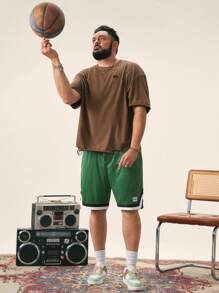 EASEVO 大码男士休闲宽松圆领短袖针织 T 恤 - 棕色 - 查看 8