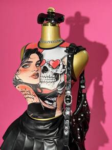 Slaydiva 2025 Sommer Neue Musikfestival, Geburtstags Party, Abschluss Saison Studenten, Alltägliches Tragen, Virale, Damen Wellenprint Ärmelloses Figurbetontes Crop Trägershirt